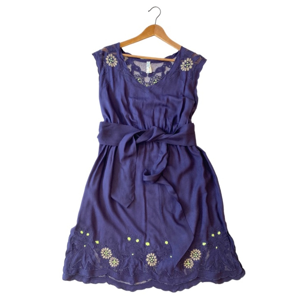 Maeve Embroidered Indigo lightweight Sleeveless Dress